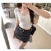 Pure Desire Lace Spliced Bow V-neck Short-sleeved T-shirt Female Summer Hot Girl Inner Slim Slimming Short Top_ecoleips.com