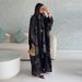Middle East Women's Chiffon Cardigan Robe Set with Headscarf Printed Jacket Dubai Abaya Casual Two Piece Outfit_ecoleips.com