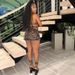 Sensual Leopard Print Mesh Sheer Hollow Out Tie Front Bodysuit Jumpsuit For Women Versatile Leopard Print_ecoleips.com