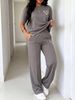 Women's Casual Everyday Set Heart Print T-Shirt Elastic Waist Loose Fitting Trousers Spring Summer Collection_ecoleips.com