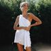 2022 Cross-Border Exclusive European And American Women's Fashion New Solid Color Asymmetrical Shoulder Belted Irregular_ecoleips.com