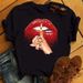 Cross-border Supply Women's Fashion Base Shirt With Colorful Lips, Short-sleeved, Loose, Plus-size T-shirt For Women_ecoleips.com