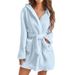 Soft Fleece Hooded Cardigan Coat For Women - Longline Winter Wrap Jacket With Belt, Cozy Oversized Outerwear For Fall & Winter_ecoleips.com