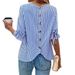 Women's Elegant Striped Printed Round Neck Shirt Fashion Top Style Best Selling New_ecoleips.com