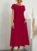 Women's Clothing Solid Color Sleeveless Loose Cotton And Linen Pocket Women's Dress_ecoleips.com