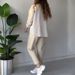 Women's Loose Round Neck Patchwork Suit Comfortable Fashion Casual Spring/Autumn Polyester Full Length Pant Set_ecoleips.com