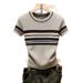 Women's Color Blocked Trim Knit Top Round Neck Short Sleeve Slim Fit Fashionable Youthful Design Commuter Style Summer_ecoleips.com