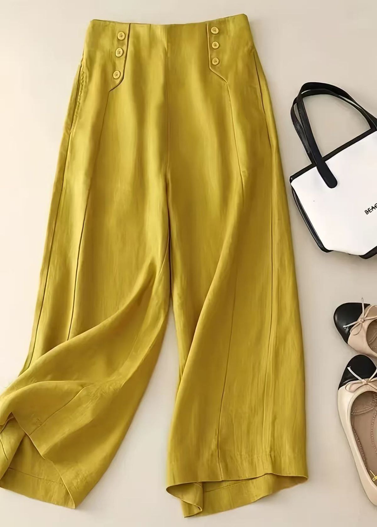 Women's Summer Literary Loose Casual High-Waisted Slimming Wide Leg Pants Style_ecoleips.com
