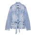 omen’s Belted Denim Jacket – Stylish Oversized Coat With Adjustable Waist Tie (XS/S/M/L)_ecoleips.com