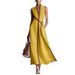 Women's Cotton Linen V-Neck Sleeveless Dress with Waist Belt - Elegant Fashion Spring/Summer Casual Thin Dress_ecoleips.com