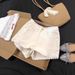 Super Girl Lace Trim Denim Shorts 2025 Summer Thin High-Waisted Stretch Slimming A-Line Hot Pants_ecoleips.com