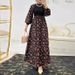 Women's Clothing Ladies Knitted Flower Print Fashion Temperament Elegant Dress_ecoleips.com