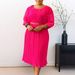 Women's Clothing Summer A-Line Dress Solid Color Round Neck Tie Waist Pleated High-Quality Mid-Length_ecoleips.com