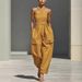 Women's Linen Blend Jumpsuit Crossover Neckline Loose Fit New Arrival From Independent Store_ecoleips.com