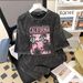 European And American Hip Hop Vintage Short Sleeve T-Shirt For Women Plus Size Loose Oversize Washed Black Print Top_ecoleips.com