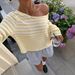 Chic Striped Short Top For Women, Comfortable Knit Long Sleeve Cropped Blouse, Casual Relaxed Fit Pullover_ecoleips.com