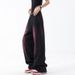 American Spring Summer New Graffiti Washed Jeans For Women Retro Design Straight Wide-Leg Long Pants_ecoleips.com
