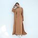 Women's Clothing Modest Abaya Dress Modest V-Neck Abaya Set – Elegant Long-Sleeve Two-Piece Dress (Flowy Polyester, Office & Travel Ready)_ecoleips.com