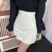 Black Design Sense For Women, Spring And Autumn New High Waist Petite Irregular Bodycon PU Leather Skirt_ecoleips.com