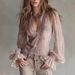 Merlad Women's Faux Two-Piece Top Alluring Sexy Design Knotted Lace Bell Sleeves_ecoleips.com