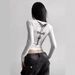 Fashion Street Print Women's Top Long Sleeved round Neck Cropped European American Style Slim Fit Flattering Versatile Wholesale_ecoleips.com