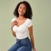 Voya Summer New Women's High Waist Exposed Belly Button Rolled Edge Pure Cotton Short T-shirt Short Sleeved Ins Slim Fit Top_ecoleips.com