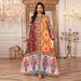Women's Ethnic Print Kaftan Dress – Long Sleeve Loose Fit Maxi Dress With Embellished Beading (Polyester, S-Xxl, Multi-Color, Pullover Style)_ecoleips.com
