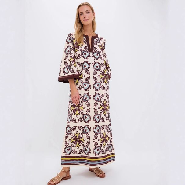 Aria Basics Aria Basics European American Cross-border 2025 New Fashion Printed Elegant Versatile Linen Dress For , , And_ecoleips.com