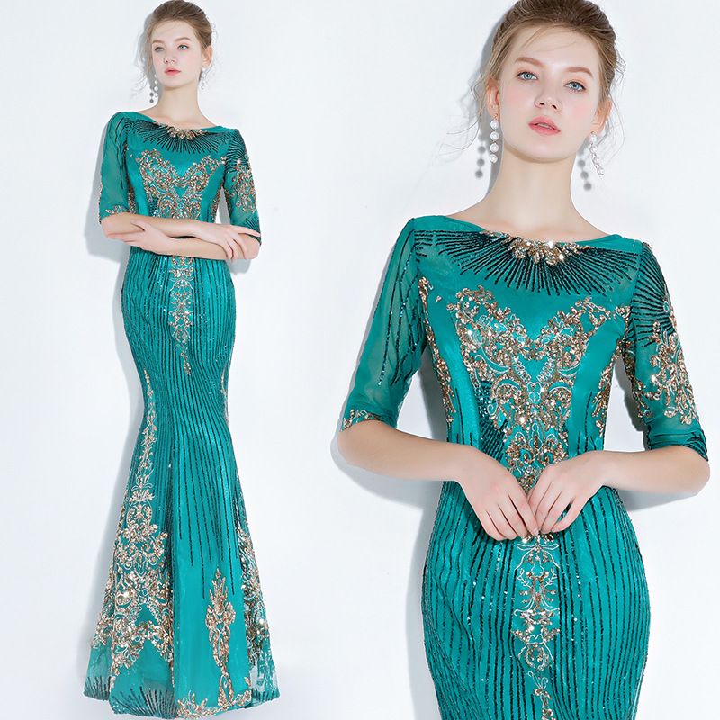 Black Mermaid Evening Gown Elegant Long Banquet Dress for Women Dignified Sophisticated Suitable for Presenters Performances_ecoleips.com