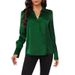ins Cross-border Foreign Trade Satin Cross V-neck Top With Sleeves, Button-up Cardigan, Women's Shirt For Spring Summer,_ecoleips.com