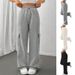 Women's Clothing Cargo Jogger Pants High Waist Drawstring Wide Leg Casual Sweatpants With Multiple Pockets – Streetwear, Black/Beige/Light Grey_ecoleips.com