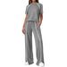 Women's Casual Sweatshirt Set Round Neck Drawstring Pants Split Hem European American Style_ecoleips.com