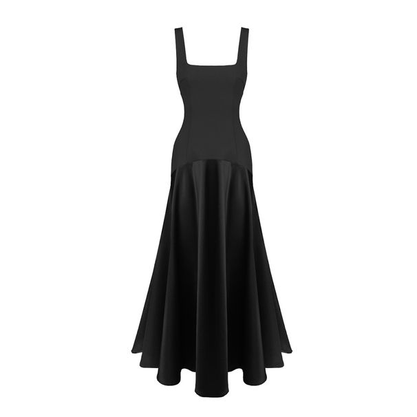 Women's Clothing Style Black Evening Dress Long Sleeveless Spaghetti Strap Dress For Women For Formal & Casual For Women_ecoleips.com