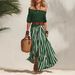 Women's Clothing Women's Nautical Resort Style Set Off Shoulder Top And Slit Skirt Spring/Summer Top Skirt Ensemble_ecoleips.com