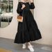European American Style Long-sleeved Solid Color Dress, Cross-border Women's Clothing Supply, New And_ecoleips.com