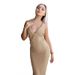 Elegant V-Neck Cross Back Bodycon Midi Dress For Women - Stretchy Office Club Night Out Fit V-Neck Fabric_ecoleips.com