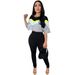 Women's Clothing CY902407 Women's Two-Tone Round Neck High-Waist Top And Shorts Casual Lounge Set_ecoleips.com