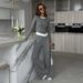Women's Patchwork Pajama Pants Set European American Style Relaxed Casual Two Piece Autumn Clothing_ecoleips.com