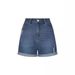 Women's Clothing Summer New Straight Slim Fit Worn Hem Denim Shorts_ecoleips.com