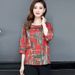 Printed Fashionable And Elegant Top Pullover, Mid-Sleeve 2026 Five-Sleeve Spring/Summer/Autumn Base Shirt For Moms_ecoleips.com