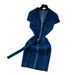 French Retro Style Women's Denim Dress High Waisted Slimming A-Line Skirt Korean Summer Lapel Zipper_ecoleips.com