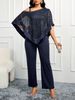 Women's Clothing Solid Color Shawl Sleeve Sequins Sling Elegant Slim Jumpsuit_ecoleips.com