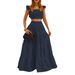 Aria Basics Aria Basics 2025 Summer European And American Cross-Border New Style Elegant Sexy Solid Color Mid-Waist Strap Wide Hem Two-Piece Set_ecoleips.com