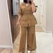 Women's Clothing Short Sleeved Workwear Style Suits For Women Style Wide Leg Pants Cotton And Linen Waist 2 Piece Set_ecoleips.com