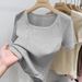 Women's Breathable Square Neck T-Shirt Basic Stretchy Comfort Fit Top Sexy Flattering Minimalist Style Daily Wear_ecoleips.com