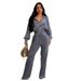 Women's Clothing Women's Winter Fashion Long Sleeve Lapel Zipper Cardigan And Trousers Two Piece Suit European And American Style_ecoleips.com