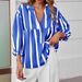 Women's Striped Shirt Puff Sleeve Loose Top Summer Autumn Fashion Bestseller_ecoleips.com