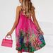 European And American Women's Summer Fashion Printed Strap Halter Neck Sleeveless Pleated Maxi Bohemian Long Dress_ecoleips.com