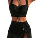 Solid Color Bikini Set With Adjustable Drawstring Shorts And Dangling Accessories Two-Piece Swimsuit For Women_ecoleips.com
