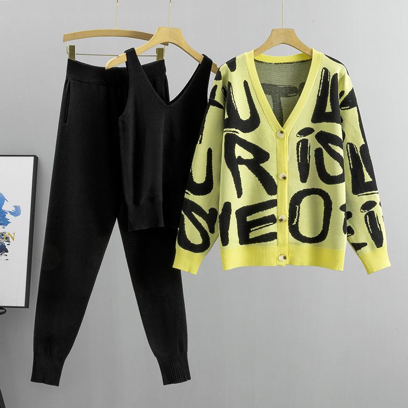 European fashion slim fit knitted suits for women fashionable women's clothing three piece suit temperament trendy_ecoleips.com